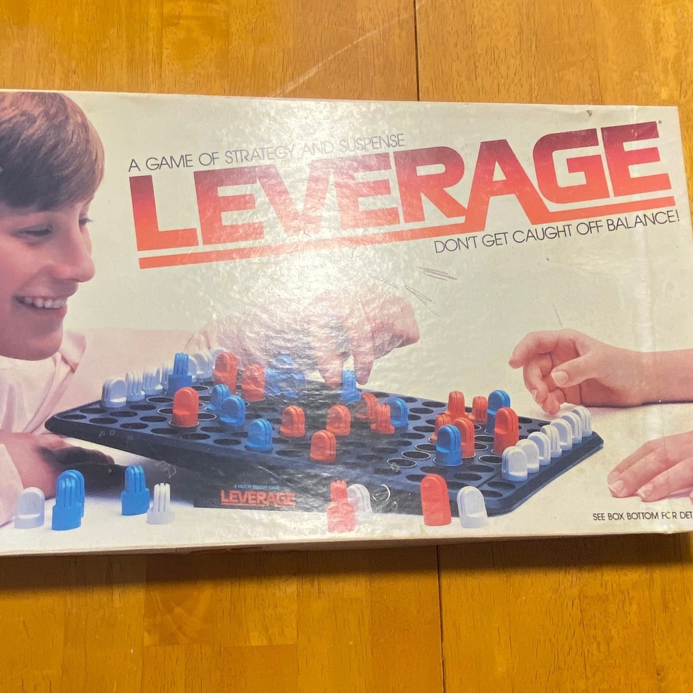 Milton Bradley Leverage Strategy Board Game Good Vintage With Box Balance Tilt
